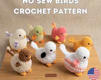 No Sew Bird Crochet Pattern | 4 in 1 Bundle Amigurumi Birds | Fast and Easy Crochet Tutorial | Beginner Friendly PDF Pattern (English)