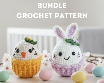Easter Egg Bunny and Chick Crochet Pattern Bundle PDF | Amigurumi Plush Egg Set (PDF Download)