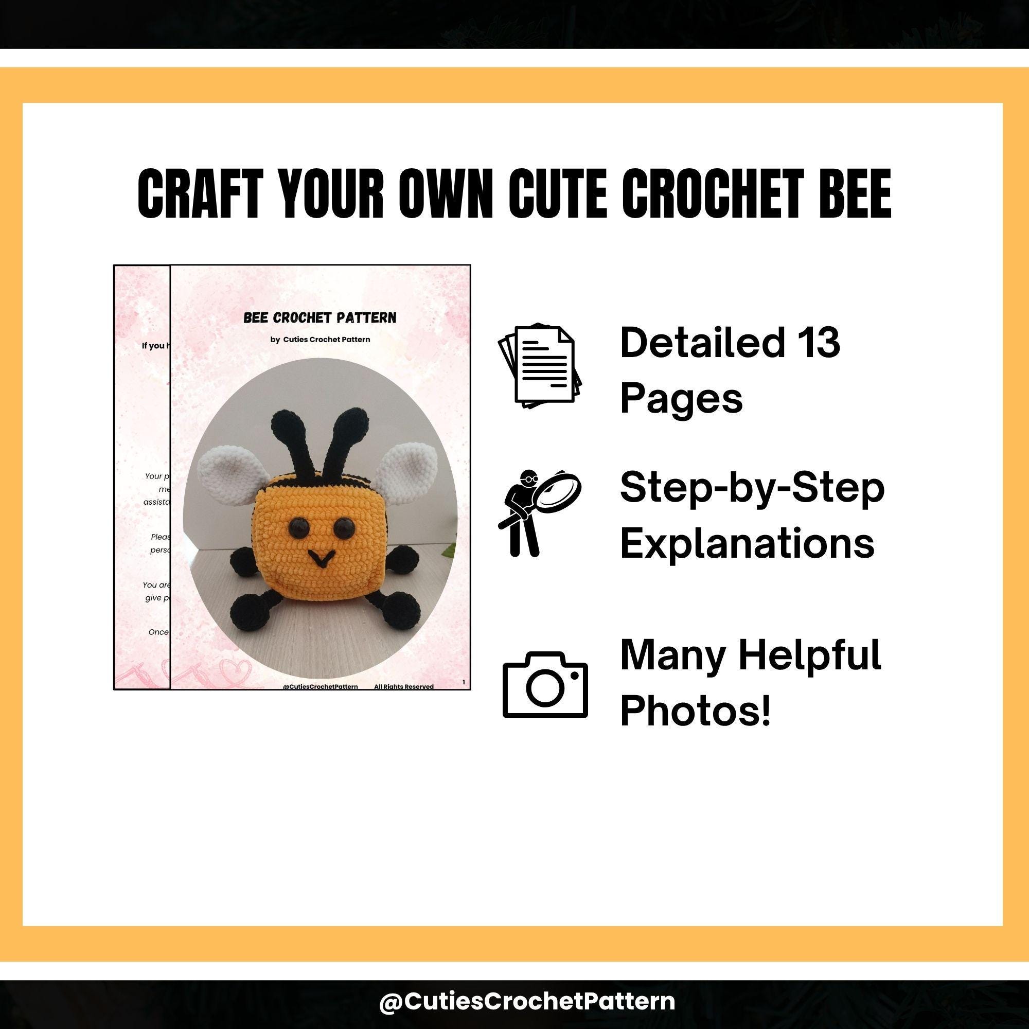 Bumble Bee Crochet Pattern – Low-sew Amigurumi (PDF) - Beginner ...