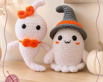 Geister-Häkelanleitungspaket (PDF) | 2 niedliche Amigurumi-Geister | Geist & Hexenhut ohne Nähen | Anfängerfreundlich