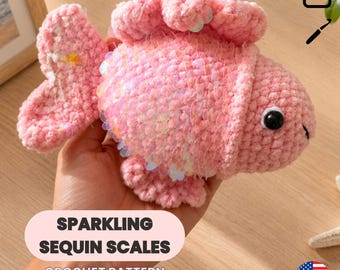 Coral Fish Crochet Pattern PDF, Sparkly Sequin Amigurumi Fish, Low Sew Plush, Beginner Friendly, Easy Crochet Tutorial