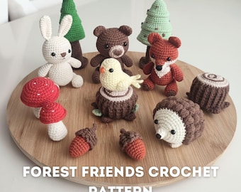 Forest Friends Crochet Pattern – Woodland Animals Amigurumi Set PDF, Beginner Friendly Crochet Toy Pattern, Montessori Nursery Decor