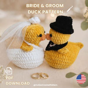 Virkad gummianka brud brudgum mönster amigurumi anka bröllop par enkel gör-det-själv present PDF