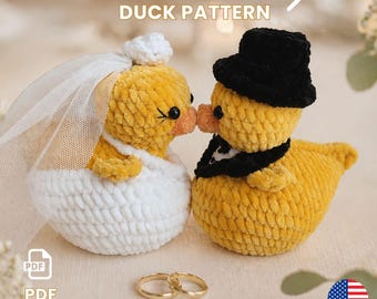 Crochet Rubber Duck Bride Groom Pattern Amigurumi Duck Wedding Couple Easy DIY Gift PDF