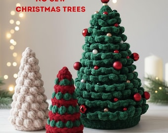 Christmas Tree Crochet Pattern – No-Sew Trees Bundle, Easy Holiday Decor