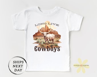 Western Cowboy Kids Shirt - Long Live Cowboys Toddler Shirt - Youth Rodeo Boys Tee - Child's Shirt - Kids Graphic Tee for Boys