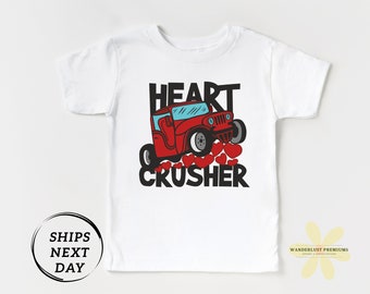 Boys Valentine's Day Shirt - Heart Crusher - Truck - Boys Vintage Toddler Tee - Baby Onesie - Bodysuit - Youth & Toddler Tee - Graphic Tee