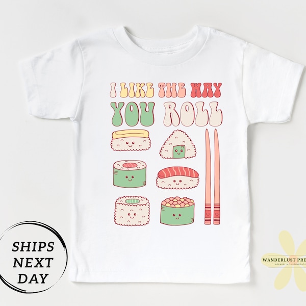 Kids Retro Valentine's Day Shirt - I Like the Way You Roll - Sushi Rolls - Cute Vintage Toddler Tee - Babe Onesie - Bodysuit-Youth & Toddler