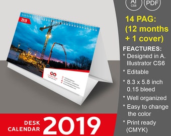 Download Free Desk Calendar 2019 Print Template Full Editable Calendar Mockup 3d Logo Mockup Psd Free Mockups Freedesigns PSD Mockup Template