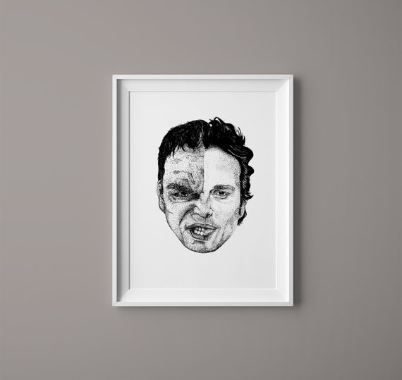Poster The Incredible Hulk Bruce Banner Marvel Dotwork Etsy