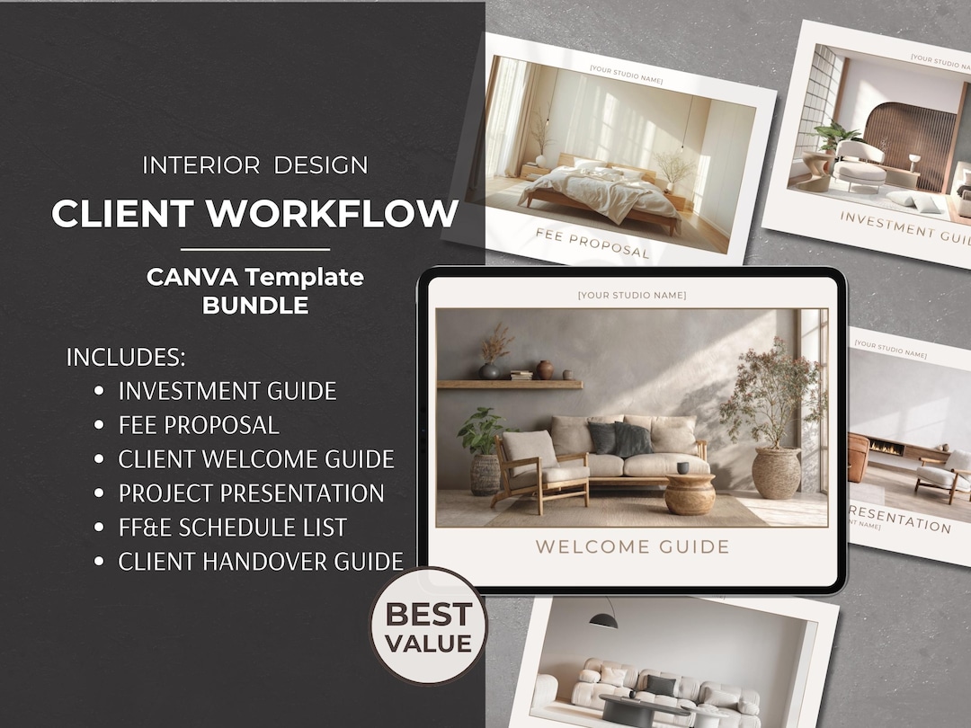 Essential Client Workflow Bundle for Interior Designers | Canva ...