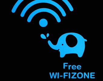 Free WIFI Zone Elephant Password Luminous Wall Sticker Wall Tattoo STICKER| fluorescent self-adhesive | Light Switch | wall light