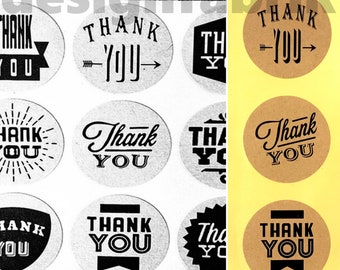 THANK YOU Sticker Aufkleber | Kraft Papier Geschenk DIY project | handmade,label,selfmade,Vintage,round,retro,wedding,party,Etikett