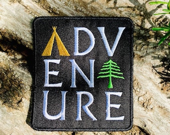 patch ADVENTURE Travel outdoor Camping Embroidery Patch round Bügelbild Aufnäher Sew Iron On Patch-Patch DIY Stickerei Kleidung Patch