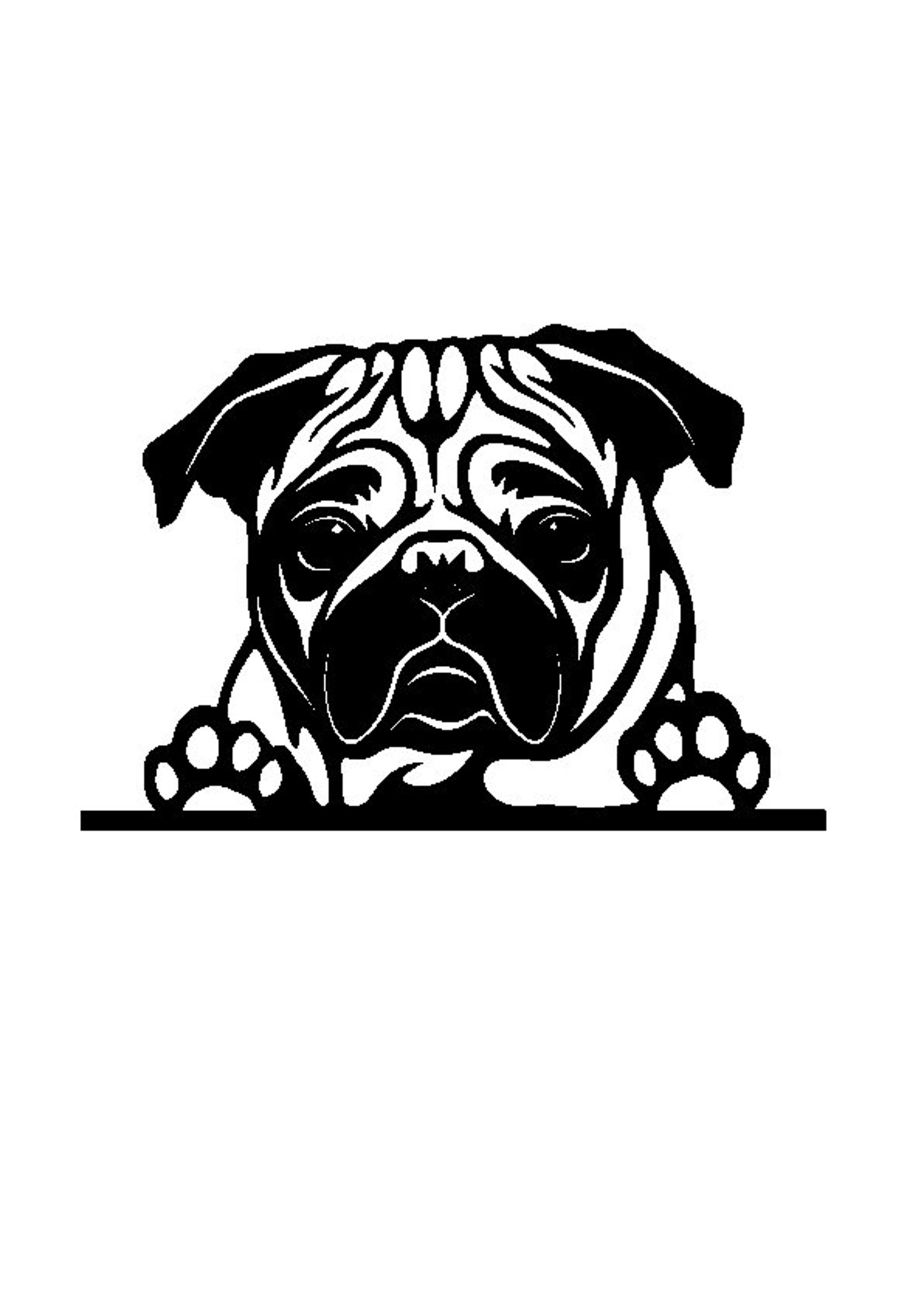 5 Pug silhouettes SVG File Png Clip Art Cricut Cut Files | Etsy