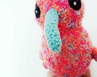 Amigurumi KIWI bird toy, fluffy Kiwi bird baby toy, crochet kiwi cuddly toy, crochet kiwi bird doll, colorful soft and fluffy bird toy