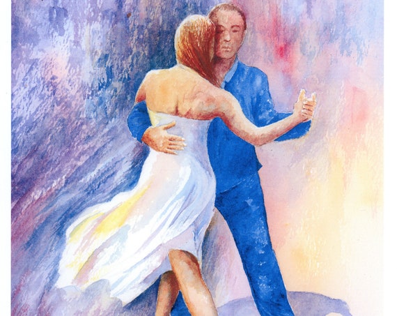 Argentine Tango Hand finished and personalised very limited edition print on watercolour paper, 'Volver Al Tango' hand painted dance shoes