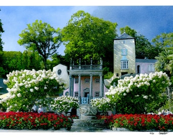 Portmeirion Very limited edition A4 print from an original painting, 'In Full Bloom, Portmeirion' on archival watercolour paper, UK artist