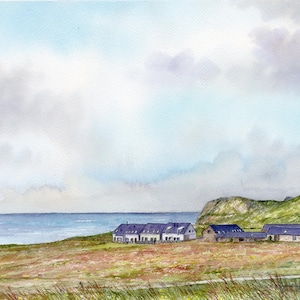 Limitierter Druck &#39;Summer Showers At Nature&#39;s Point&#39;, montiert 14 &quot;x 11&quot; oder 20&quot; x 16&quot;, Pistyll bei Nefyn Aquarellmalerei
