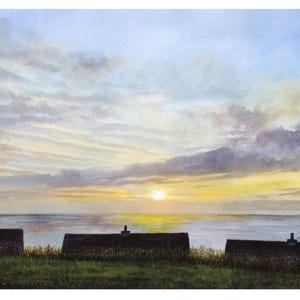 Limitierter Druck &#39;Nature’s Point: Sonnenuntergang über Porth Pistyll&#39;, montiert 14 &quot;x 11&quot; oder 20&quot; x 16&quot;, Pistyll bei Nefyn Aquarellmalerei