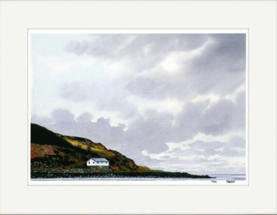 Passing Rain, Porthdinllaen, very limited edition print on quality watercolour rag paper, Morfa Nefyn, Llyn Peninsula, direct from artist UK