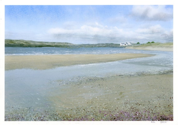 Traeth Cymyran, Very limited edition print from an original watercolour painting,  Anglesey, North Wales,  Rhosneigr, ynys mon, art UK