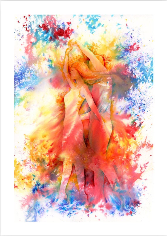 Limited edition just 25 worldwide fine art print from an original watercolour 'Free To Dance' signed and numbered, Salsa, swing dancers