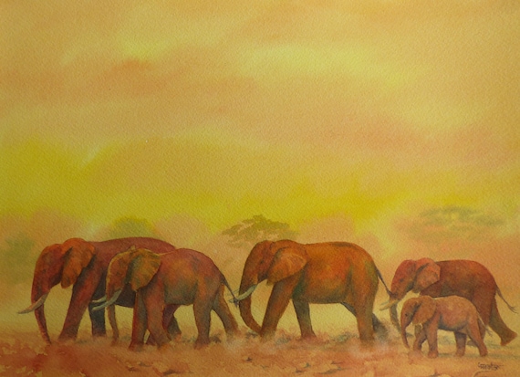 Original watercolour painting, 'African Gold', Wildlife art, 12" x 9" (31cm x 23cm) on Arches Watercolour paper, unique watercolor, Kenya