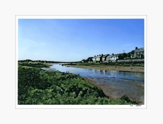 Aberffraw very Limited edition mounted prints, A4 or A3 sizes on watercolour paper, River Ffraw Estuary, Anglesey, Ynys Mon art