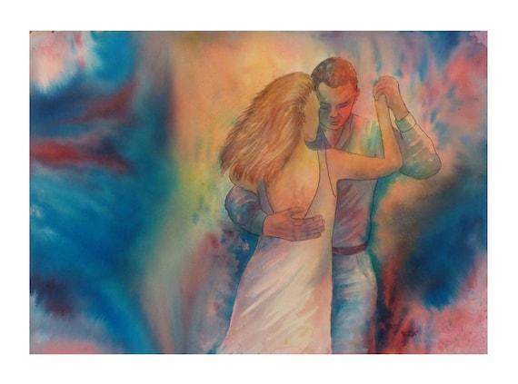 Very limited edition (just 25 worldwide) fine art print from an original watercolour 'Last Dance' Bachata, Kizomba, Salsa Dancers, dancing