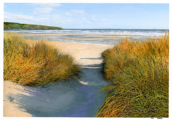 Lligwy Dunes very Limited edition prints, A4 or A3 sizes on watercolour paper, mounted or unmounted, Lligwy beach, Anglesey, Ynys Mon art