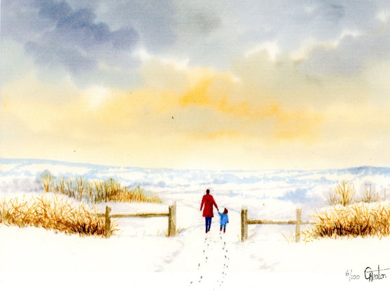 Hand painted Bespoke exclusive Christmas cards, unique cards for special people, hand painted figures on watercolour paper, personalized