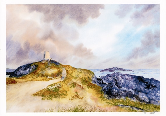New 2021 Llanddwyn Island, Anglesey, Hand finished very limited edition print on watercolour paper, Newborough beach Couple personalised art