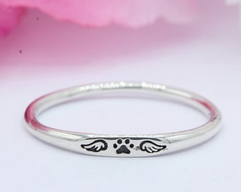 Bague de pouce oxydée ailes de pattes de 2,2 mm Bague de pouce en argent sterling massif 925 Bague de promesse Bague de patte cadeau
