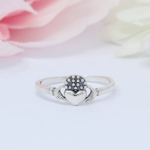 Celtic Claddagh Ring Band 925 Sterling Silver Claddagh Promise Ring Claddagh Band Celtic Oxidized