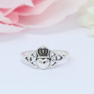 Oxidized Celtic Claddagh Ring Band 925 Sterling Silver Claddagh Promise Ring Claddagh Band Celtic