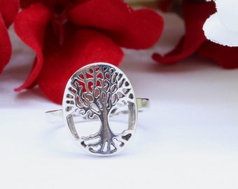 Sterling Silver Tree of Life Ring: 925 Band, Nature Jewelry
