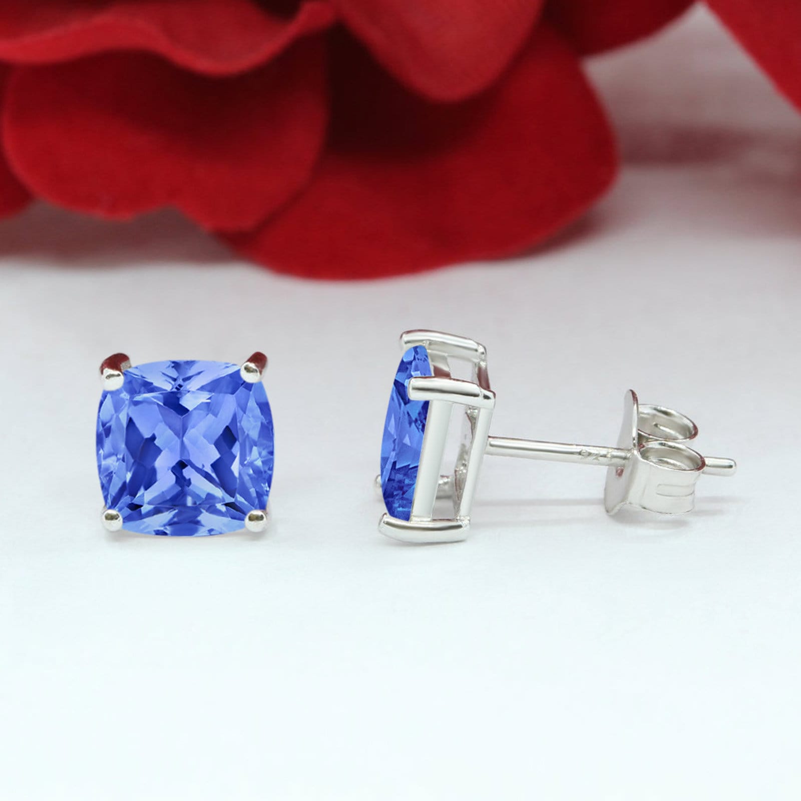 AAA Flawless Alexandrite Stud Earrings: 925 Sterling Silver, Handmade 6x6 MM, Engagement Earring, Proposal Gift, Tops Studs