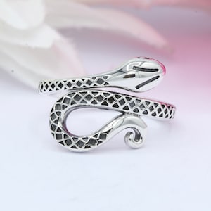 18mm Serpent Snake Ring Oxidized Design Solid 925 Sterling Silver Snake Jewelry Snake Band Immortality Gift Thumb Ring
