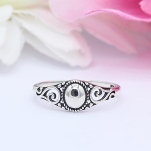 7mm Oxidized Filigree Bali Ring Band Solid 925 Sterling Silver Bali Design Thumb Ring Statement Ring Gift Bali Jewelry Swirl