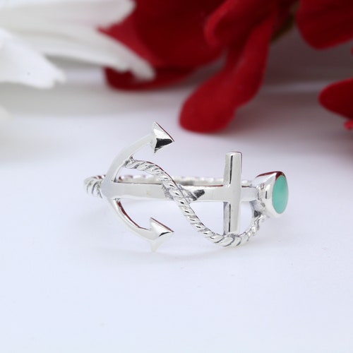 Sterling Silver Nautical Anchor Band Hand Stamped Pattern Etsy