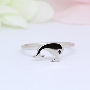 7mm Whale Ring Band Whale Solid 925 Sterling Silver Choose Color