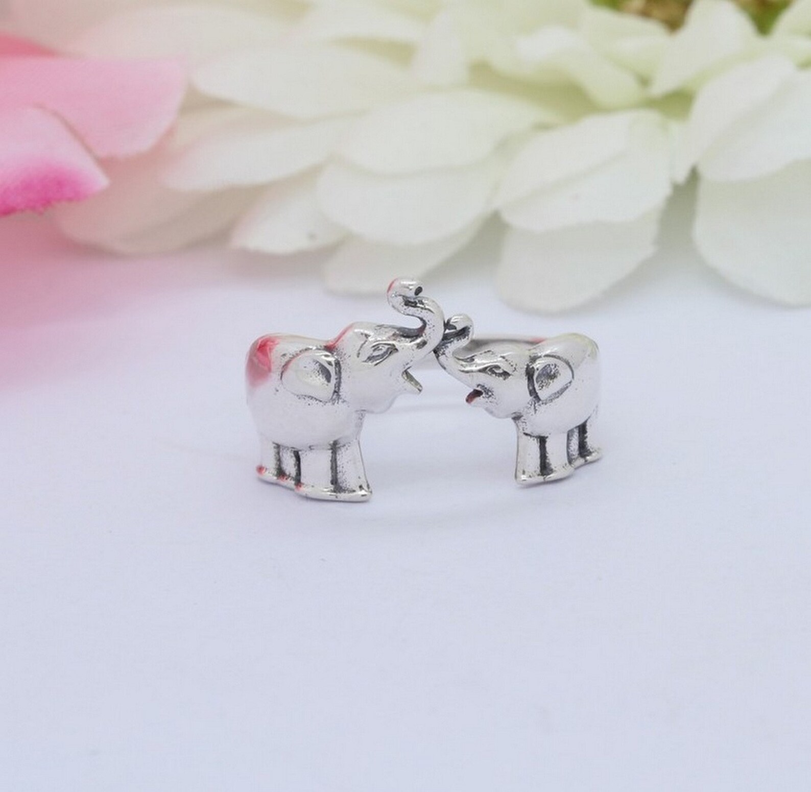 Trunk up Elephant Band Ring Elephants Oxidized Solid 925 Sterling ...