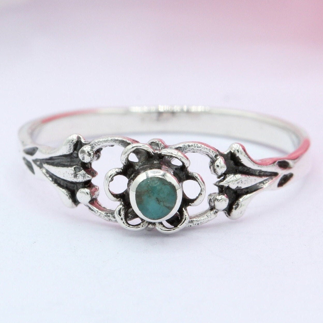 Bague de pouce en argent sterling 925, bague unie oxydée, nouveau design, petite bague délicate de 5,7 mm en argent, onyx noir et turquoise
