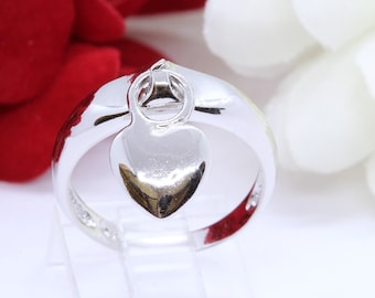 Dangling Heart Sterling Silver Ring