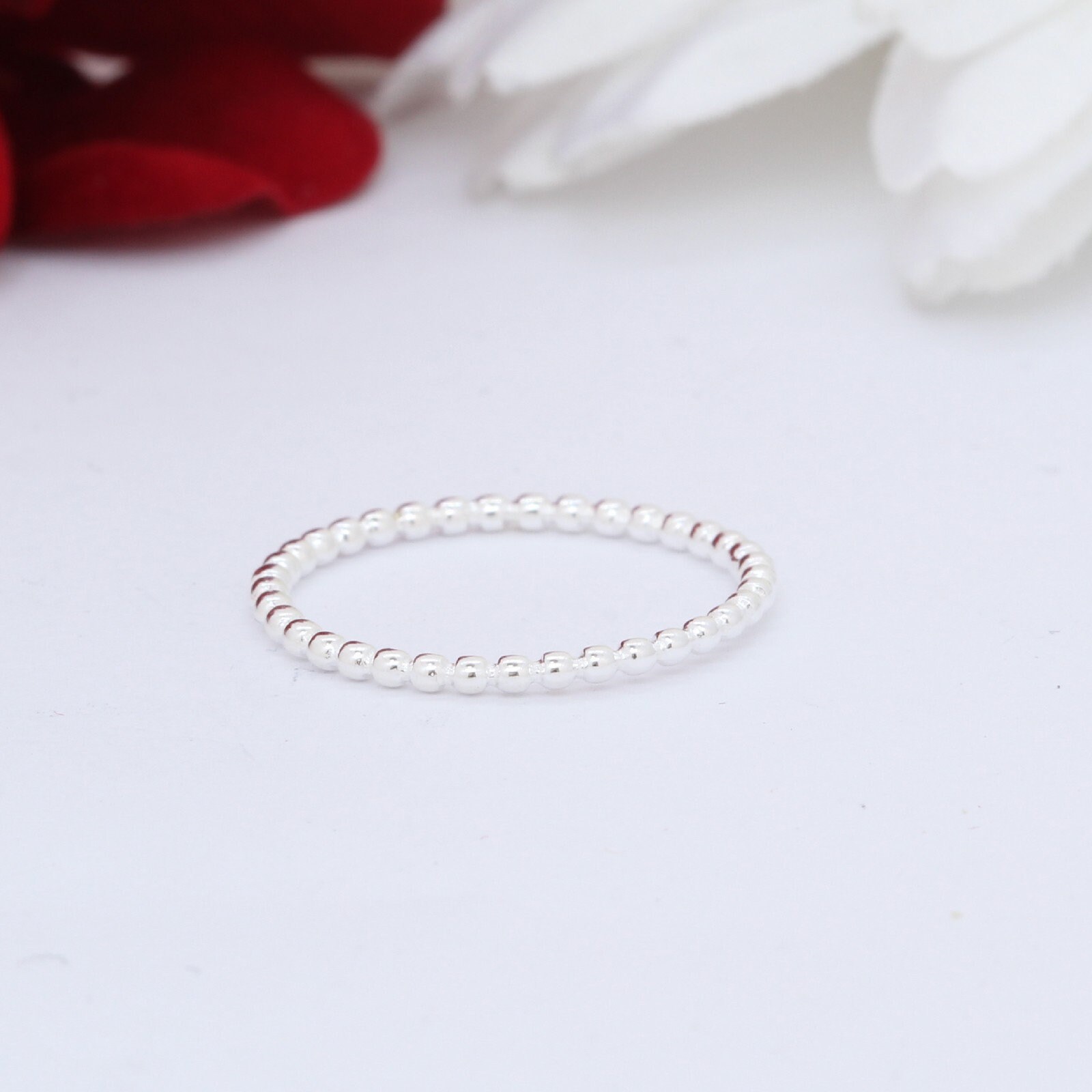 .925 Sterling Silver Stackable Eternity Bead Ball Band Ring Sizes 2-10 NEW .925 Sterling Silver Stackable Eternity Bead Ball Band Ring Sizes 2-10 NEW