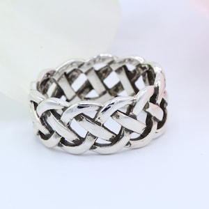 9mm Weave Celtic Band Ring Solid 925 Sterling Silver Thumb Ring Men Women Band Wedding Band Oxidized