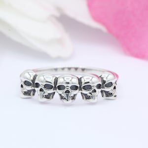 6mm Skull Band Skull Ring Band Solid 925 Sterling Silver Thumb Ring Sideways Skull New Design Oxidized Gift Statement Ring