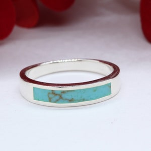 4mm Half Eternity Simulated Turquoise Band Ring