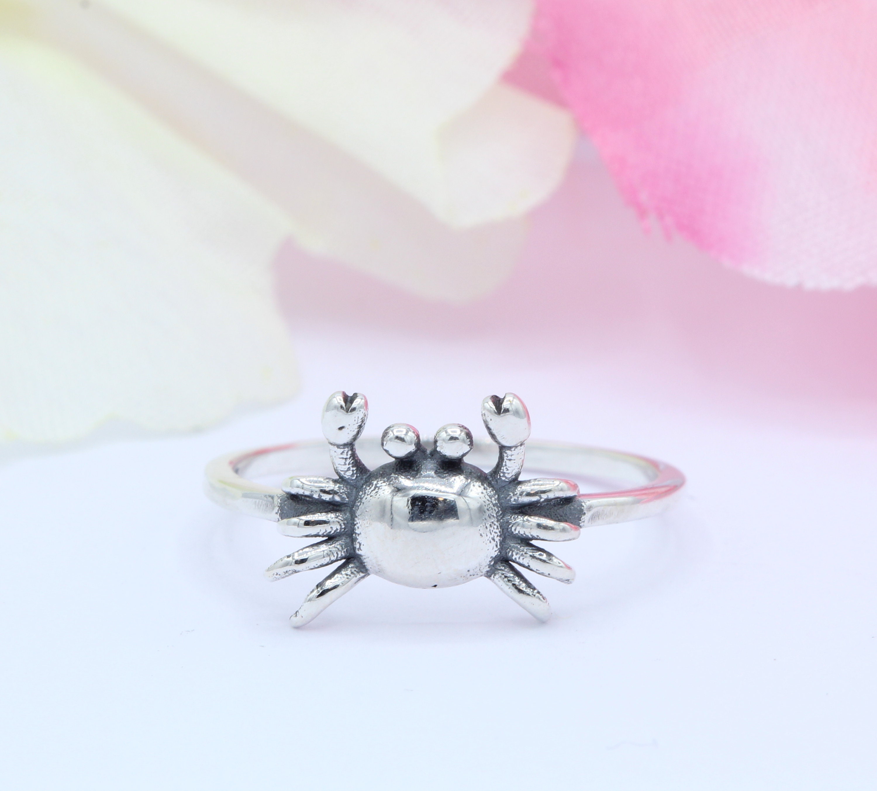 10mm Crab Band Ring 925 Sterling Silver Thumb Ring Oxidized Etsy